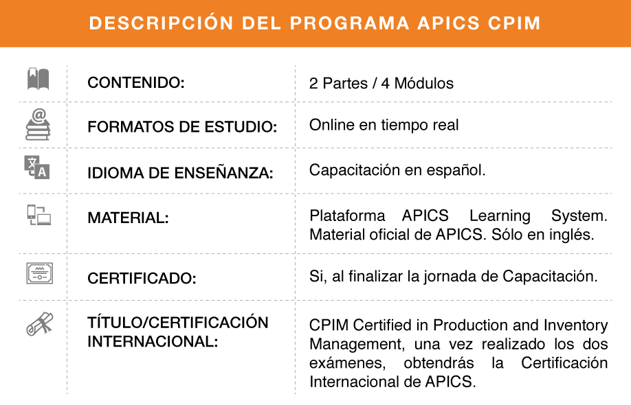 CPIM Programa de Certificación APICS brindado por CEEO Latin America